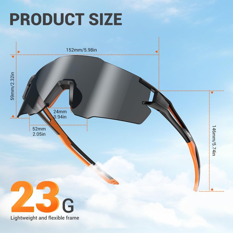 HENMI Polarized Sports Sunglasses for Mens Womens Cycling Bike Glasses,Baseball Running Fishing and Driving UV400 Protection
