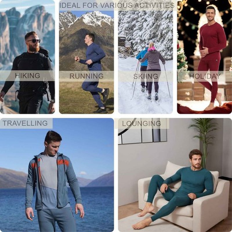 MERINNOVATION Merino Wool Base Layer Set for Men 100% Merino Wool Thermal Underwear Long Sleeve and Bottom Red 165 XL