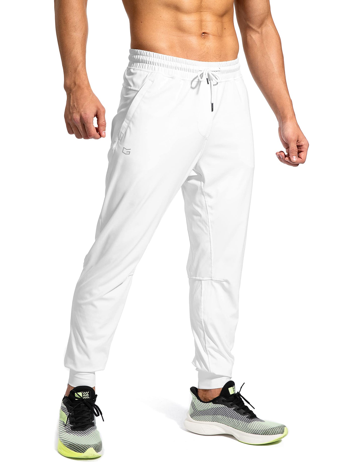 G Gradual Men's Sweatpants with Zipper Pockets Athletic Pants Traning Track Pants Joggers for Men Soccer, Running, Workout(White,XS)