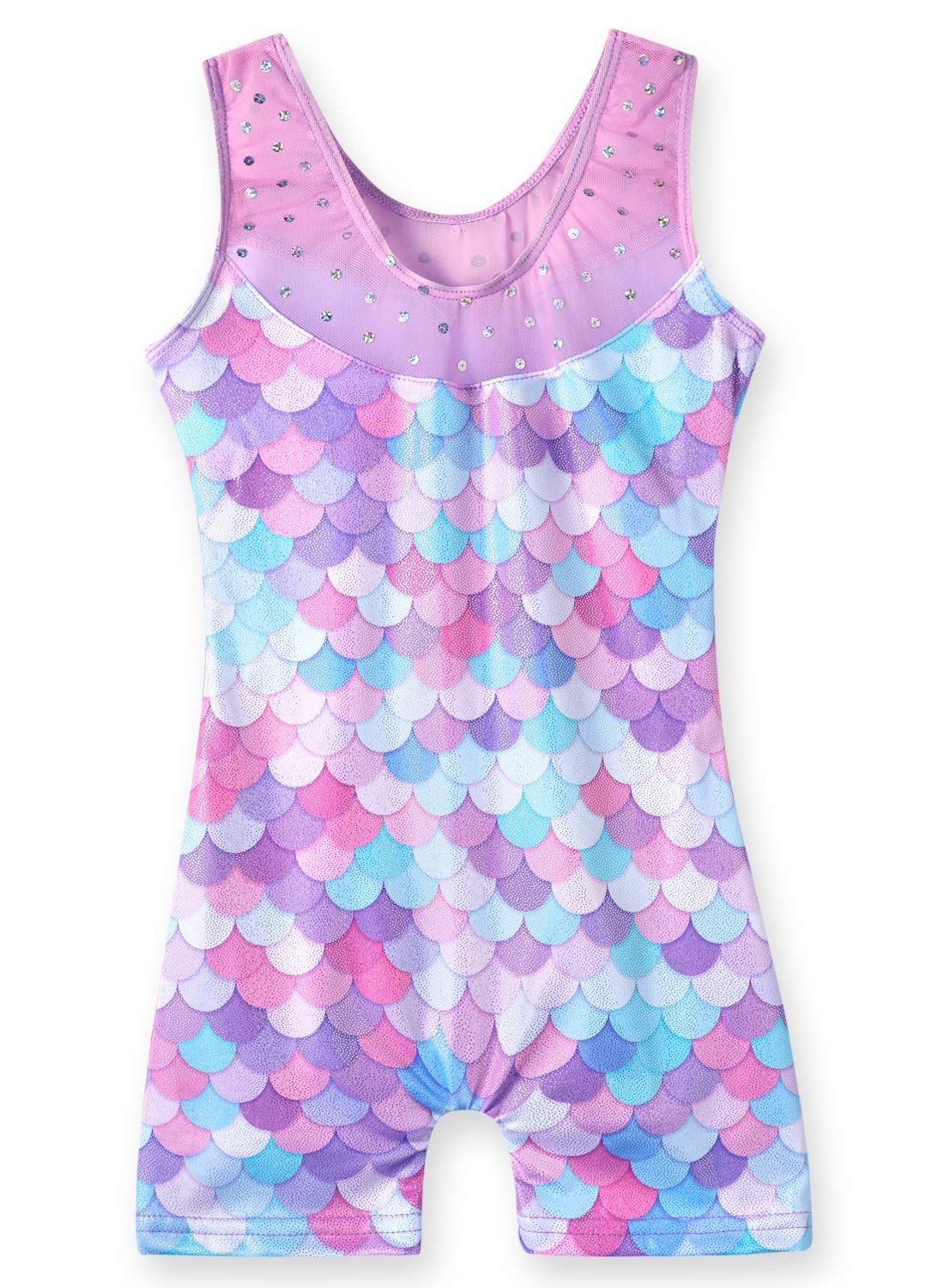 Leotards for Girls Gymnastics Unicorn Athletic Dance Wear Shiny Rainbow Blue Hotpink (Gradient Hotpink, 9-10 Years)