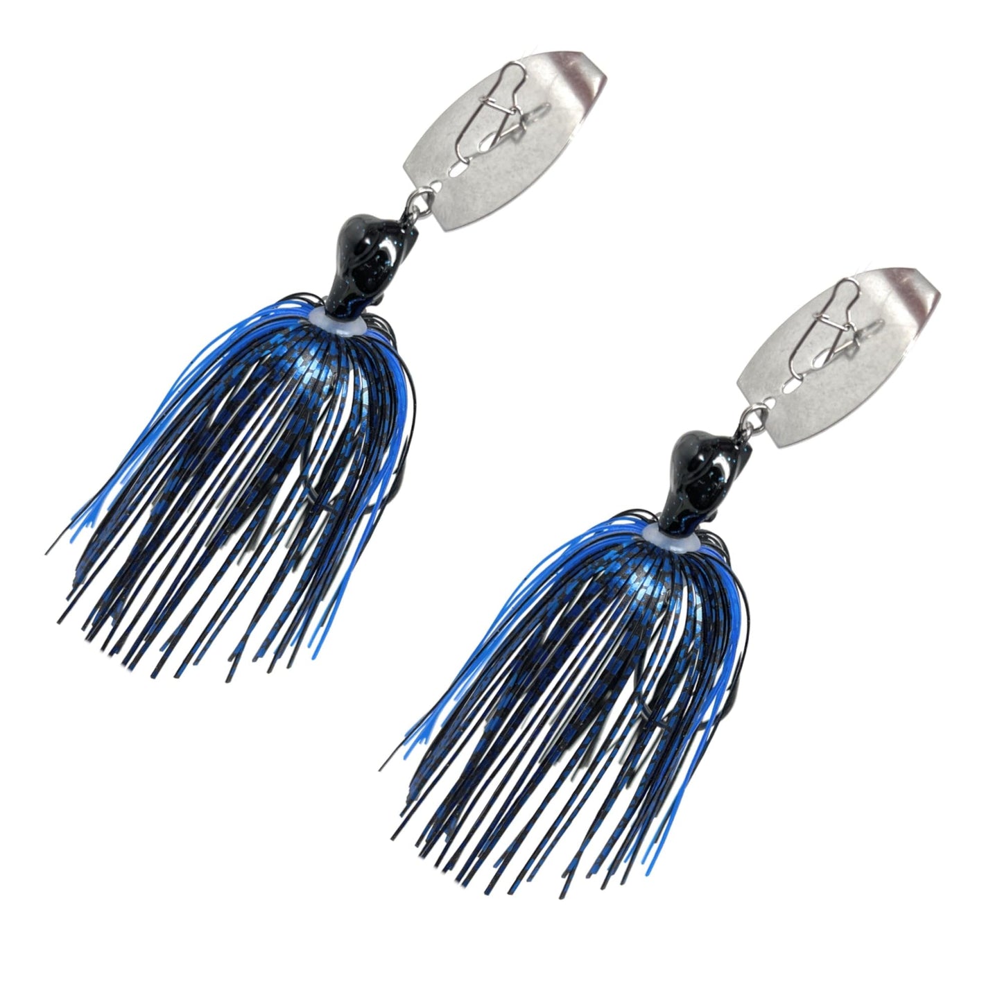 Reaction Tackle Tungsten Breaker Blade Jig Heads, Bladed Jig with Chatter Sound Vibration for Largemouth and Smallmouth Bass, Trout and Walleye - 1/4 Oz Black/Blue (2-Pack)