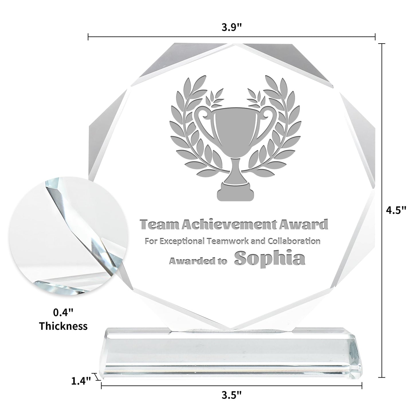 ZALHIN Personalized Crystal Trophy Award - Award for Employees- Plaques Personalized Engraved- Coworker Gift (Choose Logo/Monochrome)