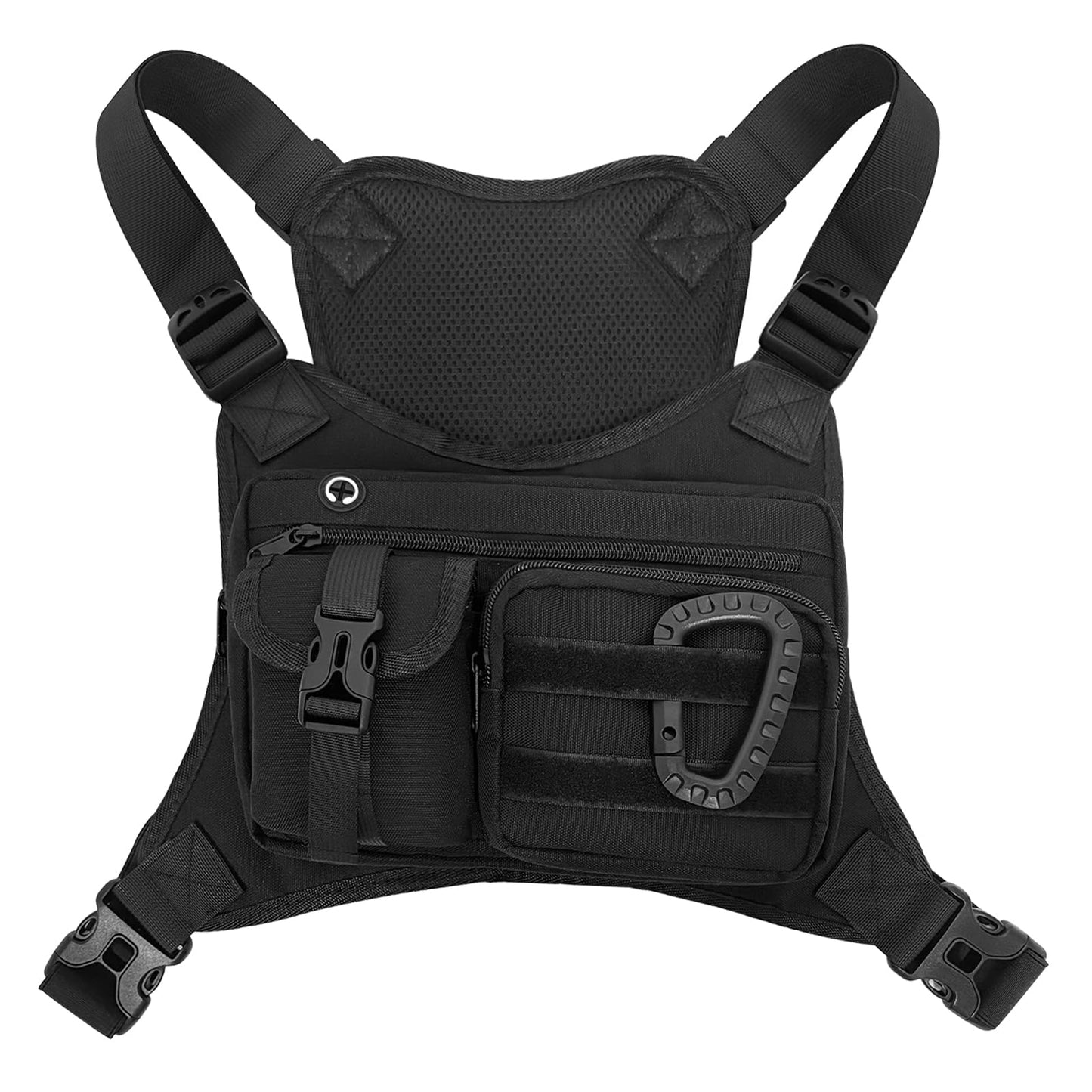 Outdoor Chest Bag for Men & Women Tactical Inspired Sports Utility Chest Pack For Running Cycling Sports EDC Holder Bag - Black