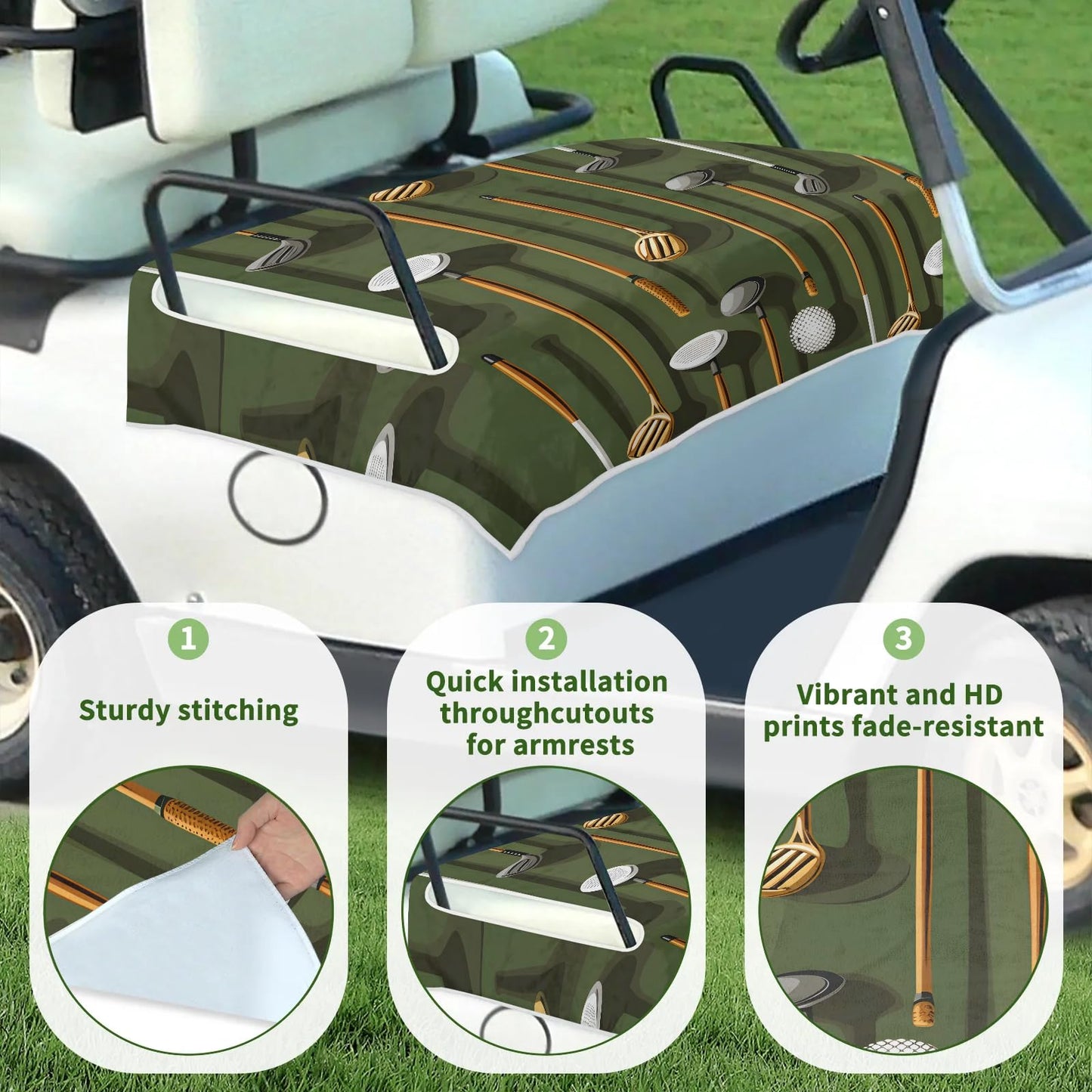 Obtravar Golf Golf Cart Seat Covers Club and Ball Sport Theme Non Slip Washable Golf Cart Seat Towel Blanket Fits All 2 Seats Golfs Club Carts Club Accessories, 51"x31"