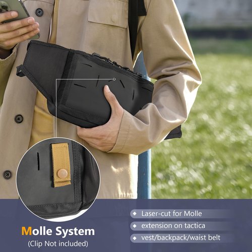 LarKoo Tactical Fanny Pack for Concealed Carry Sling Bag CCW Crossbody Waist Bag for Men&Women EDC Gear with Adjustable Strap (Black)