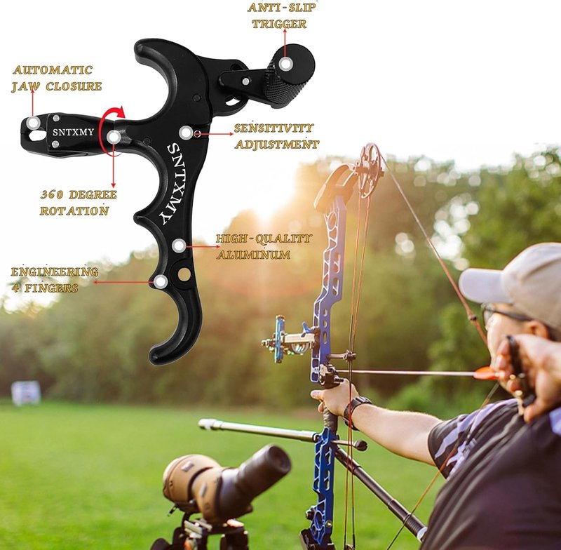 Bow Release for Compound Bow - 360° Rotatable Thumb Trigger for Precision Archery