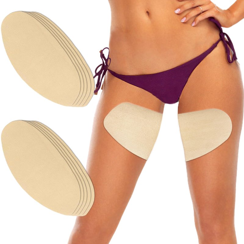 Anvosy Legs & Thigh Anti Friction Patches, Ultra-Thin Inner Thigh Anti Chafing Tape, Disposable & Invisible & Breathable & Sweat-Resistant Rub Protection Stickers for Women Girls 10 Packs