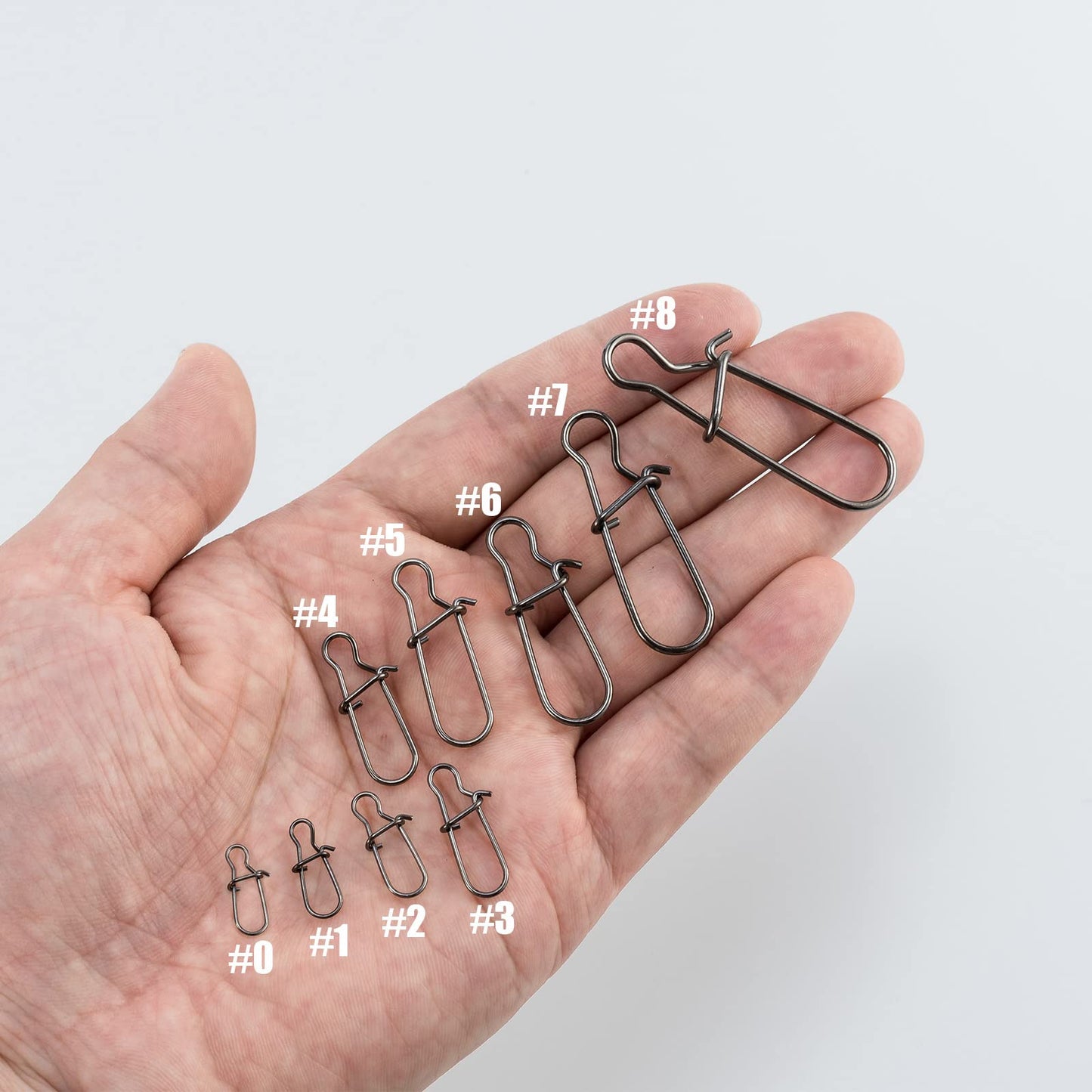 Dr.Fish 100 Pack Duo Lock Fishing Snaps Stainless Steel 26-220LB Lure Snaps Freshwater Saltwater Quick Change Speed Fishing Line Weights Clips (#1, 40Lb)