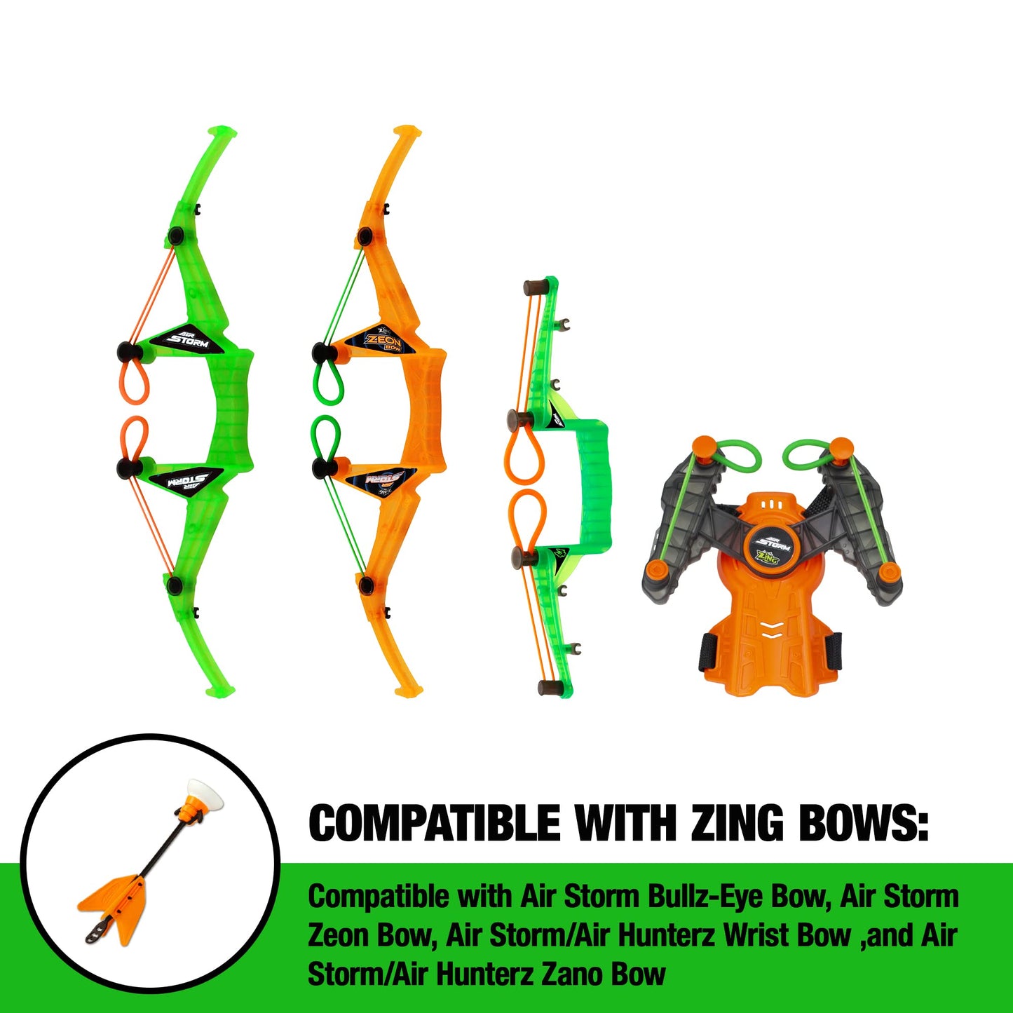 Zing Mini Suction Cup Arrow Refills 10 Pack, Compatible with Bullzeye Bow, Wrist Bow, Zano Bow & Firetek Zeon Bow, Short Range Indoor or Outdoor Active Play, for Ages 5 and Up