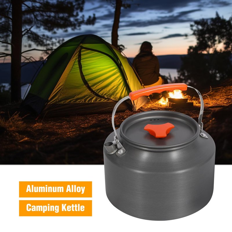 REDCAMP 2L Outdoor Camping Kettle, Aluminum Water Pot with Carrying Bag, Compact Lightweight Camp Tea Kettle Coffee Pot for Hiking Picnic Camping