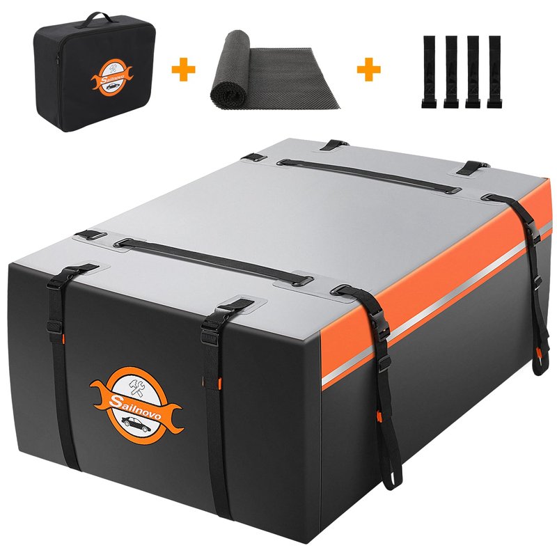 Sailnovo Rooftop Cargo Carrier 20 Cubic, Waterproof Car Roof Bag Soft-Shell Carriers Top Luggage Storage with Slip Mat, 6 Door Hooks & Heavy-Duty PVC for All Vehicle Roof with/Without Rack Cross Bar
