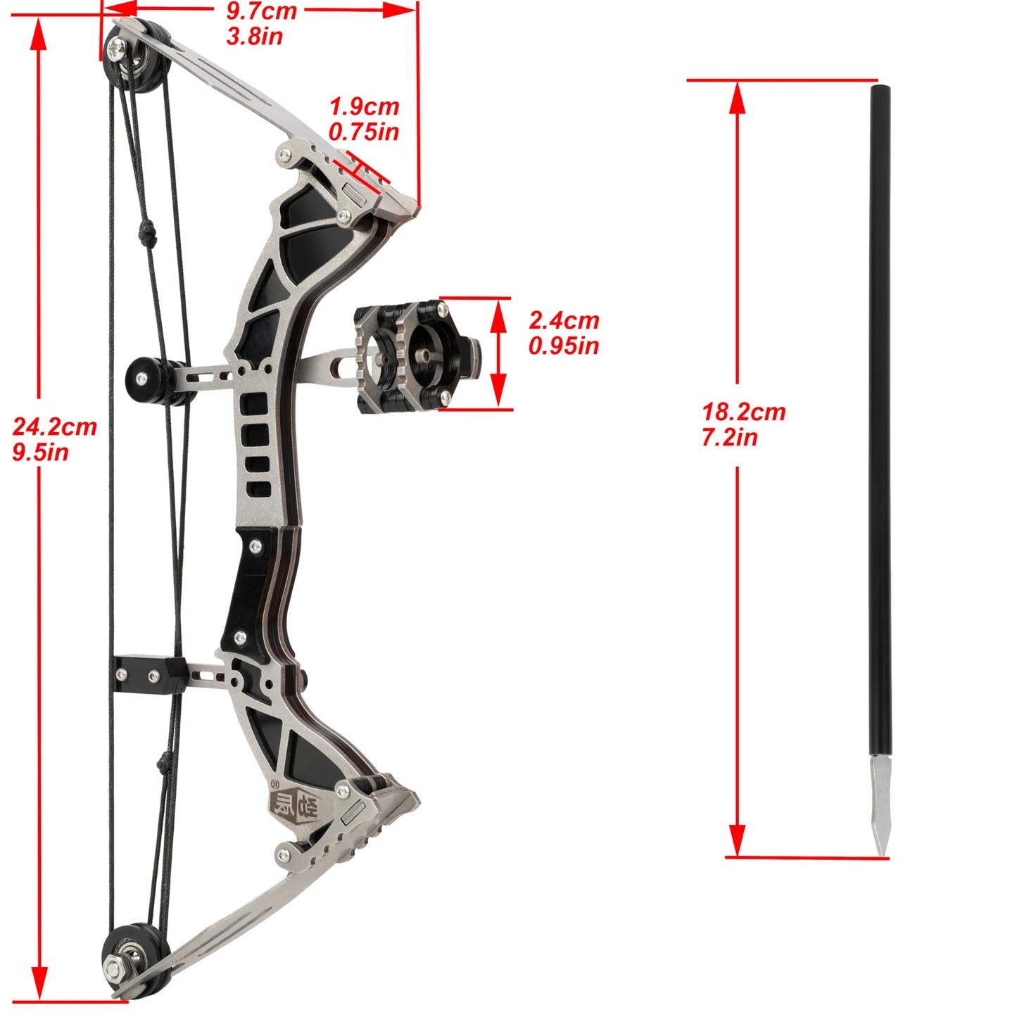 6"-9.5" Mini Compound Bow and Arrows Set for Archery Target Shooting Small Hunting Games Pocket Bow Survival Bow Gift LTH/RTH (9.5" Bow Set)