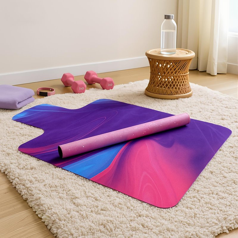 Shyyween 2 Pack Pilates Reformer Mat, Non-Slip Microsuede Cover with Headrest Cutout, Natural Rubber Backing, Sweat-Wicking, 38"×22", Fits Most Reformers, Pink & Purple