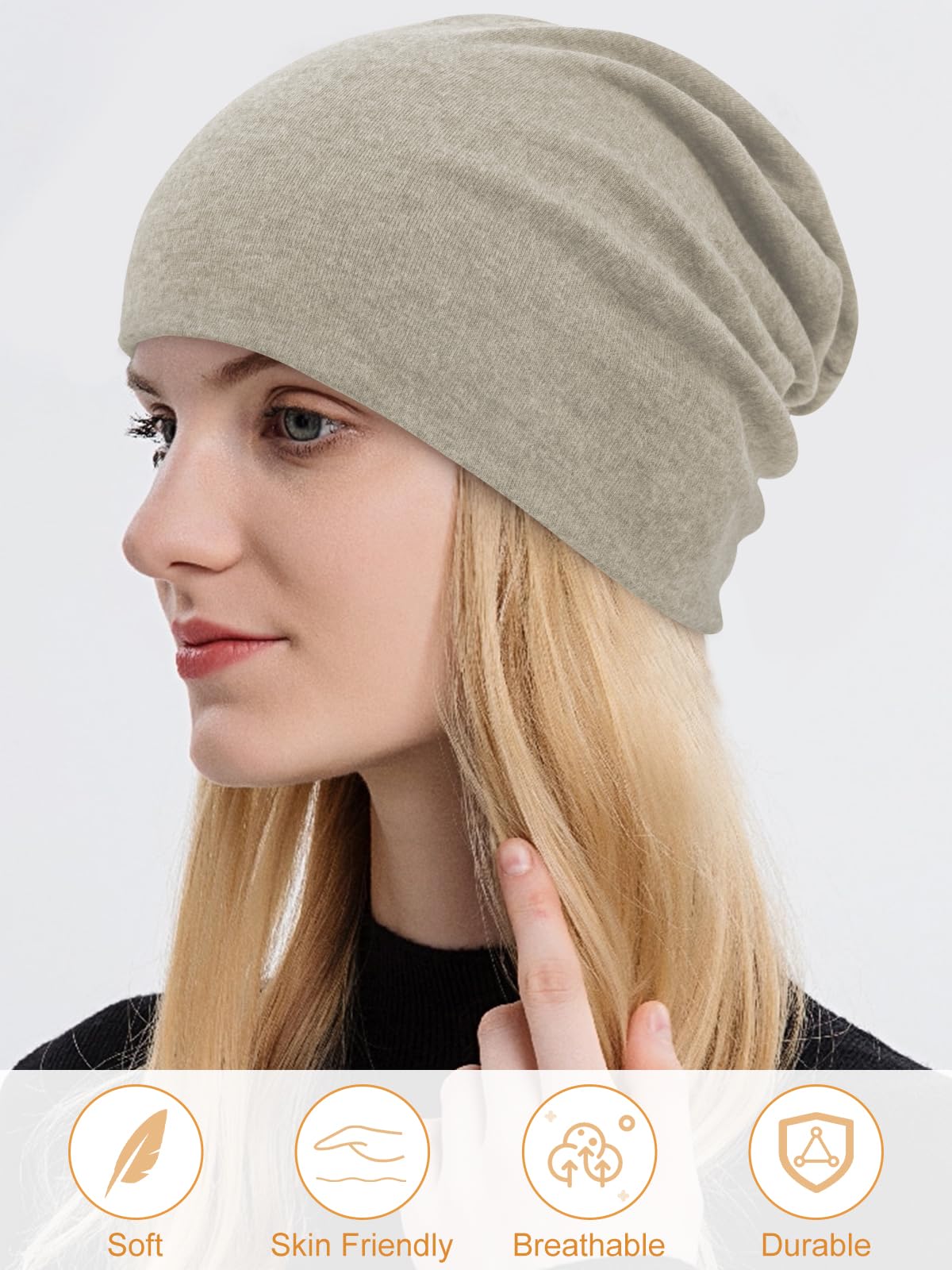 Senker Fashion Slouchy Beanie Hats for Women Men, Chemo Headwear Cotton Beanies Soft Lightweight Chemo Skull Cap Elastic