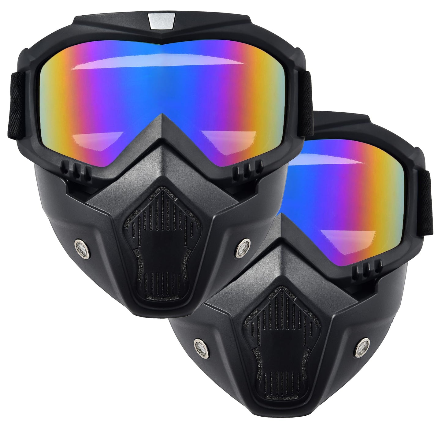 Paintball Mask Anti Fog,Airsoft Mask Full Face,Tactical Mask, Motorcycle Helmet Goggles with Removable Face Mask for Men Women (2Colorful)