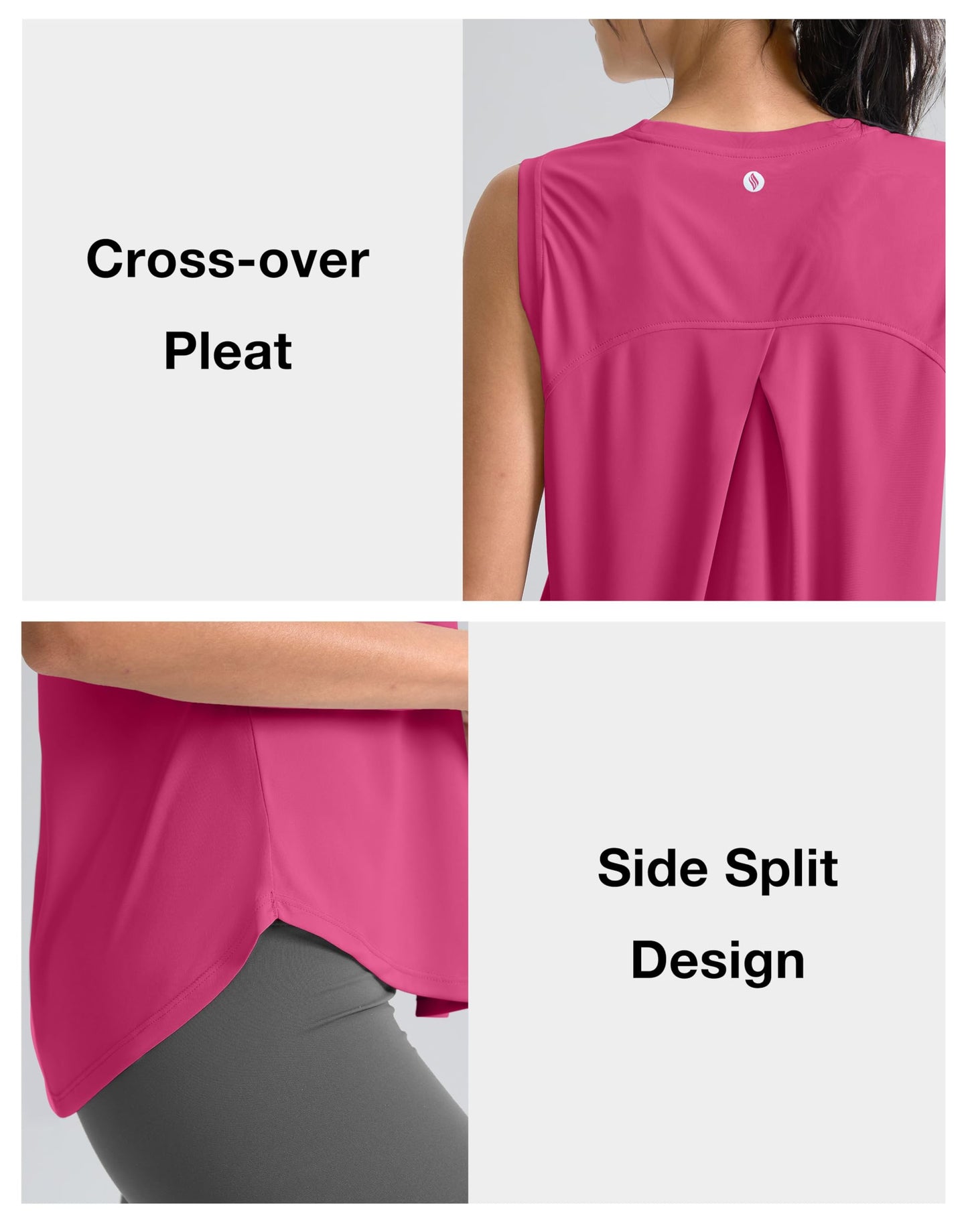 SANTINY Women's Workout Tops Athletic Gym Yoga Tank Tops (Rose_XS)