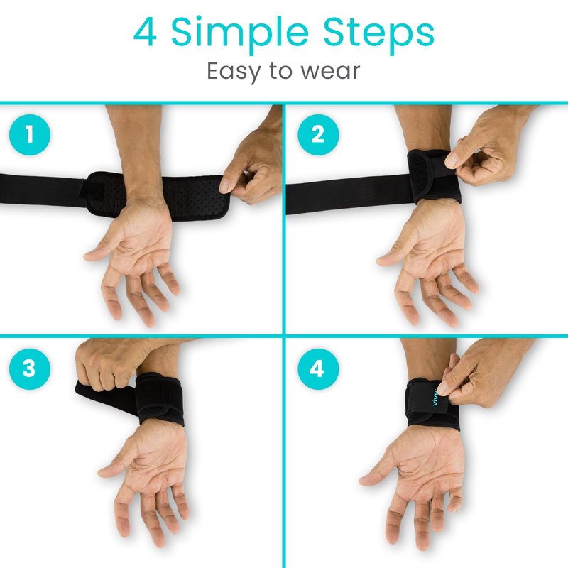Vive Wrist Support Wrap (2 Pack) - Band for Tennis, Working Out, Golf & Sports - Adjustable Compression Strap for Tendonitis, Carpal Tunnel & Arthritis - Men & Women Protector Guards for Weightlifting