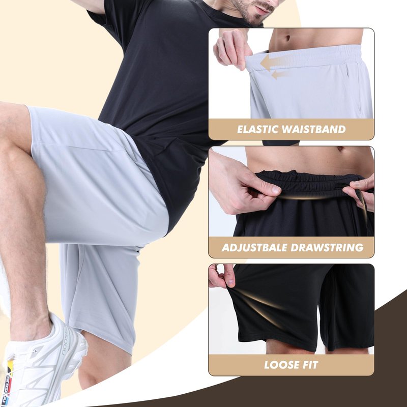 BOOJO 7 Pack Mens Athletic Shorts - Gym Basketball Running Workout Quick Dry Black Shorts with Pockets for Casual Performance