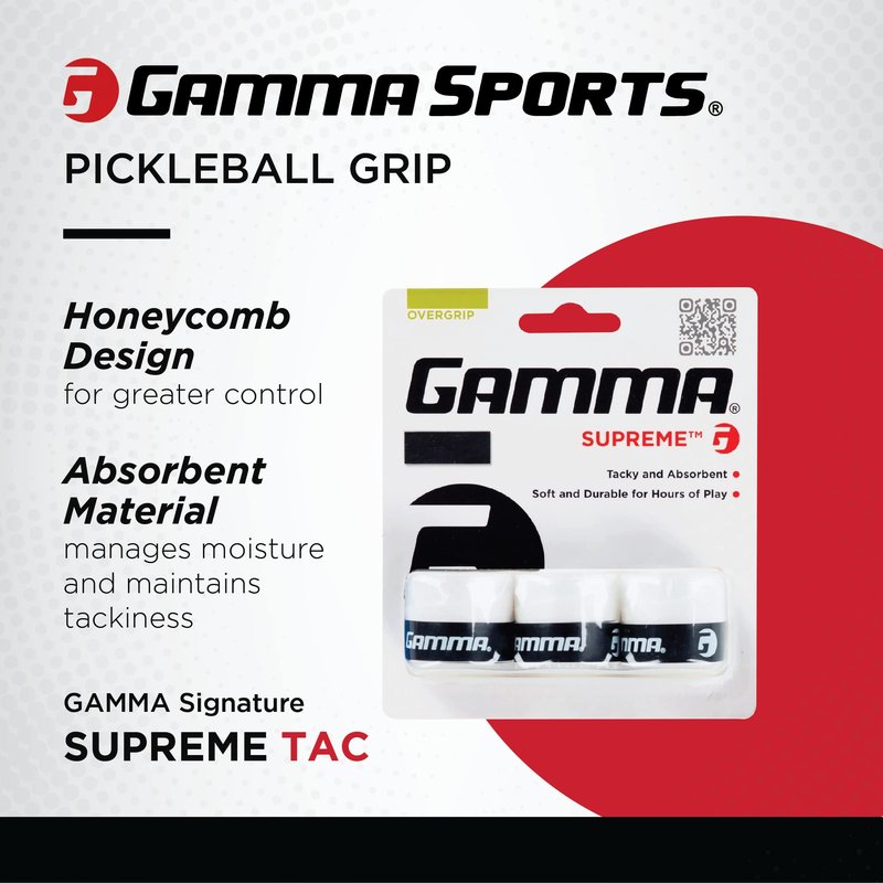 GAMMA Sports Supreme Overgrip for Tennis, Pickleball, Squash, Badminton, and Racquetball Racquets, 3 Count (Pack of 1), Black