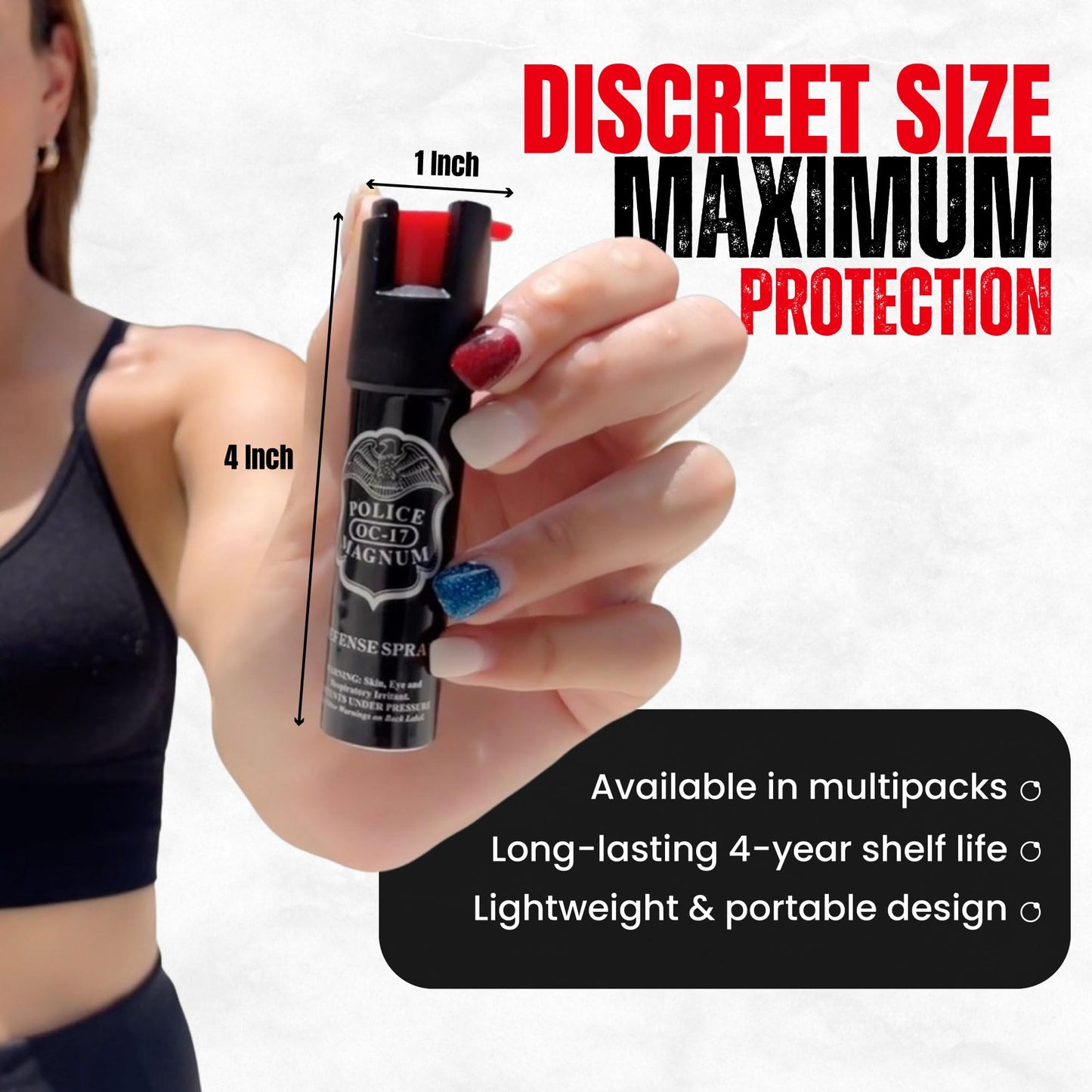 Police Magnum Compact Pepper Spray Self Defense- Tactical Maximum Heat Strength OC- Small Discreet Carry Canister- Made in The USA- 5 Pack 3/4oz TL