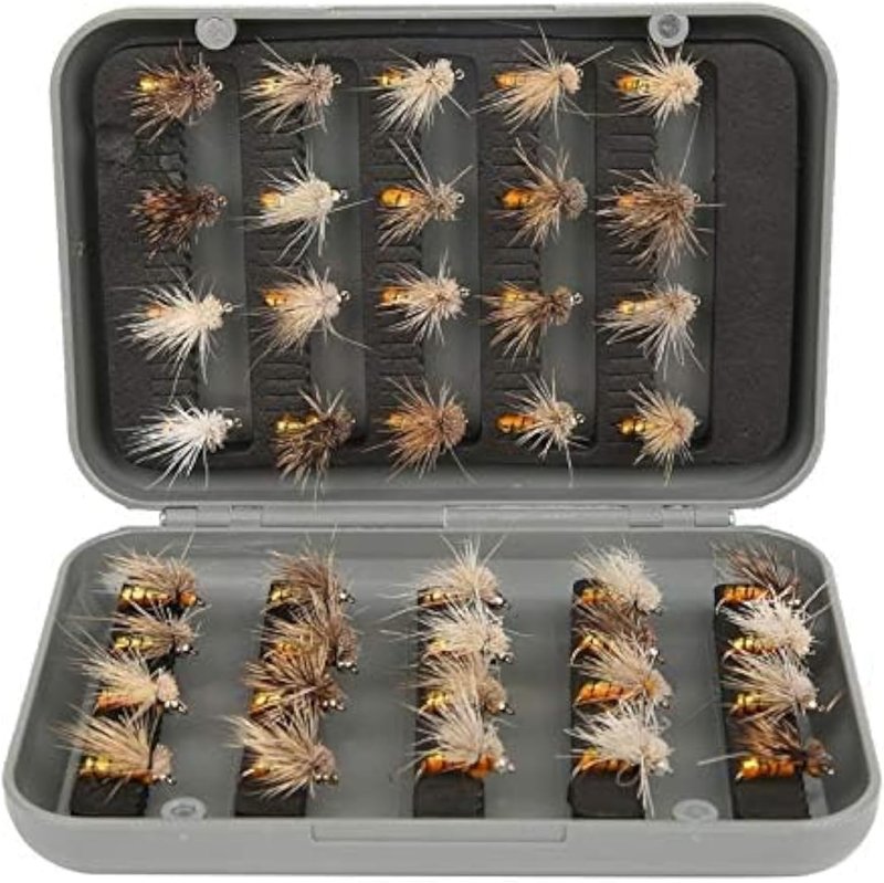 Fly Fishing Lure Kit - 40 Pcs Realistic Dry & Sinking Flies for Lakes, Rivers & Streams