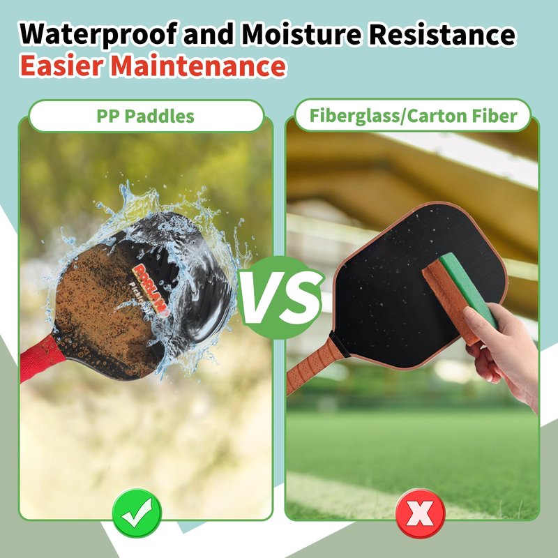 RORLAND Waterproof Pickleball Paddles Set of 2,Fun Play Sport Game for Kids or Adults Beginner,Teenagers Indoor Outdoor Activities (L,157g)