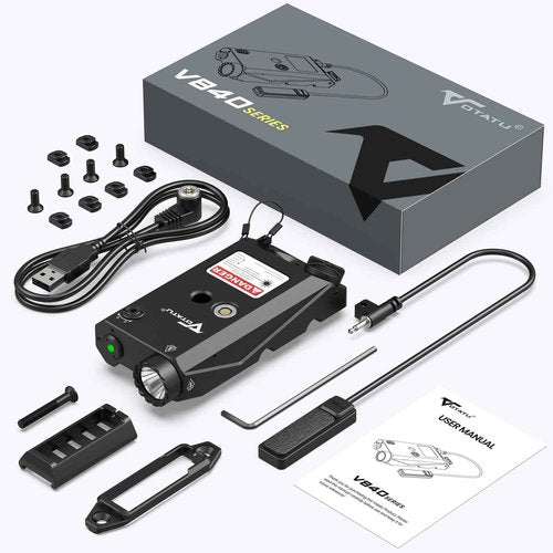 VOTATU V840 Laser Light Combo, Green/IR Laser 1500LM Flashlight for Rifle AR, Dual-Laser from One Output, Laser Flashlight Combo with Pressure Switch, Compatible with M-LOK Picatinny Rail