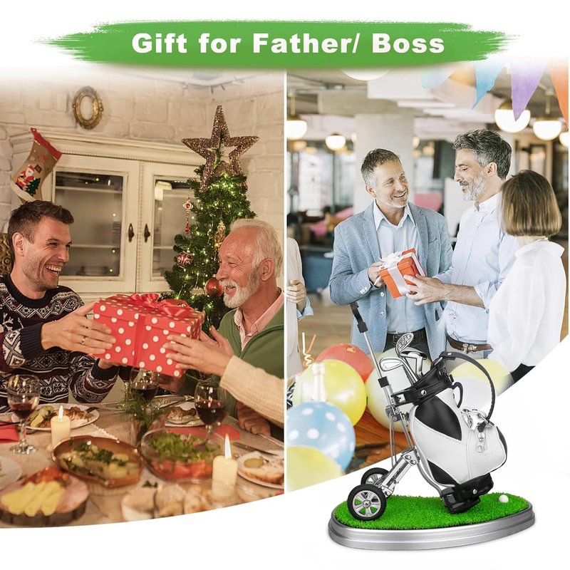 10L0L Golf Pen Holder 3 Club Pens Golf Cart, Mini Office Desk Decor, Funny Gifts for Men, Dad, Boss - Stocking Stuffers for Golfers on Birthday, Christmas, Fathers Day