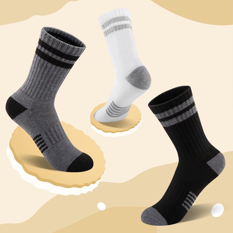 Comfoex 10 Pairs Boys Crew Long Athletic Socks for 4-6 6-8 8-10 Years Old Kids Calf Sports Half Cushioned