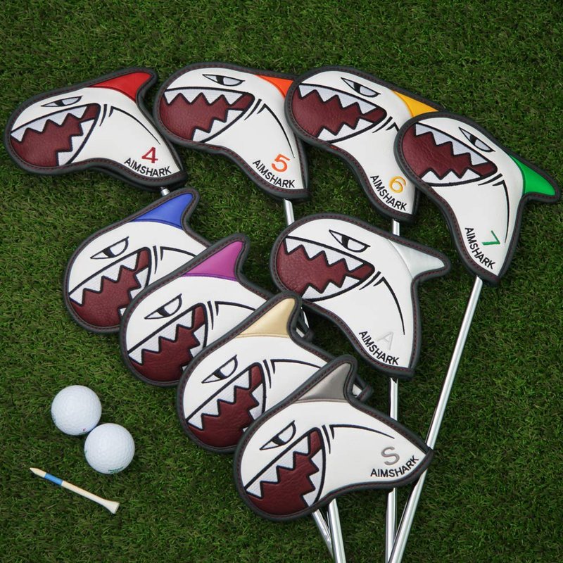 AIMSHARK Coloring Golf Iron Covers/9pcs Set/Golf Head Covers (Black Set)