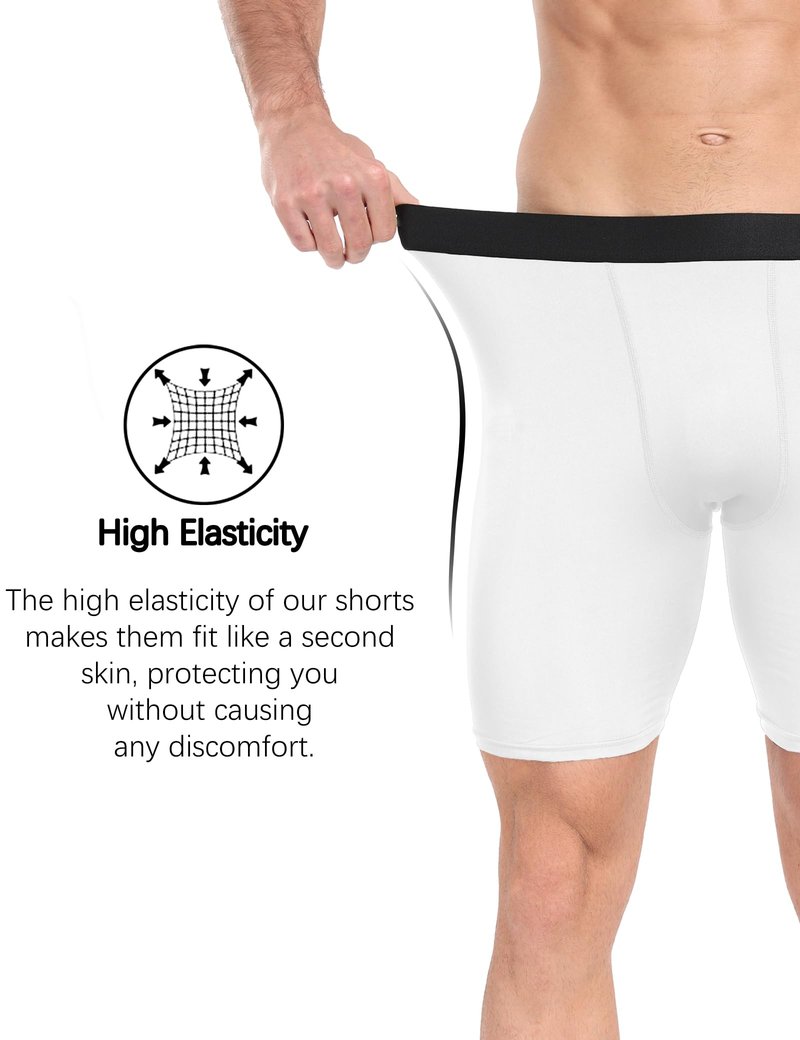 HovSiyla 6 Pack Compression Shorts Men Performance Sports Workout Athletic Running Underwear Shorts Spandex 2 Black 2 White 2 Grey Medium