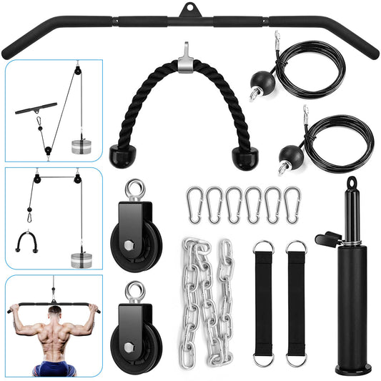 XonyiCos Fitness Cable Pulley System, Gym LAT and Lift Pulldown Machine Attachments, LAT Pull Down Bar Home Workouts Equipments for Biceps Triceps Shoulder Arm Curl Forearm Muscle Strength Exercise