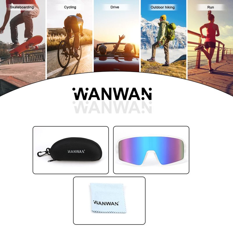 WANWAN Men and Women's Sunglasses, Cycling Sports Glasses 80s Baseball Glasses for Youth Kids Teens