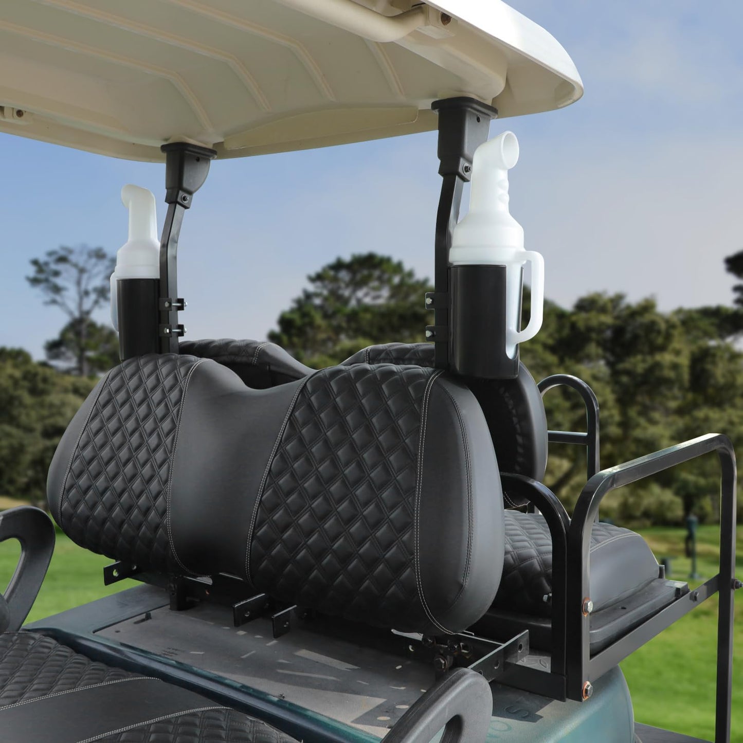 Roykaw Golf Cart Sand Bottle Sand Pot with Holder Universal Divot Filler Sand Bottle Compatible with EZGO, Club Car and Yamaha Models, Large Volume & No Drilling Required, Included Mounting Components