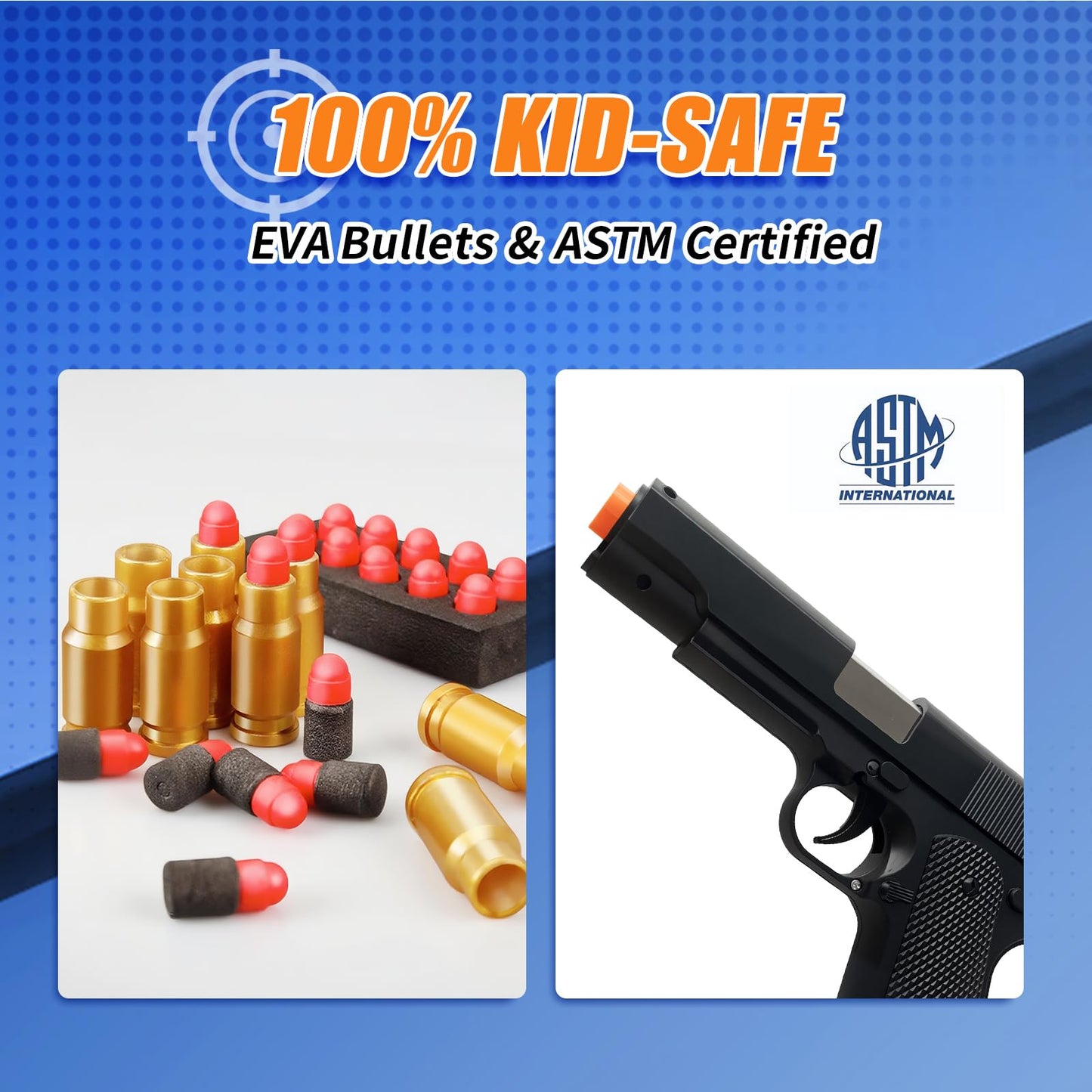 Toy Blaster for Kids with Shell Ejection - 40 Shells, 50 Foam Bullets & 2 Mags - Safe Foam Blaster for Outdoor Target Play
