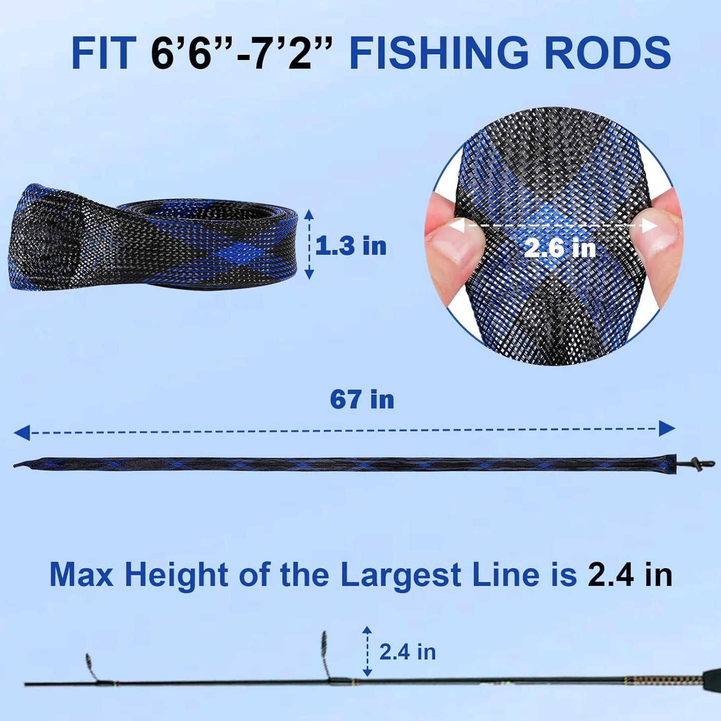 Fishing Rod Sleeve - 12PCS Fishing Pole Cover for Baitcasting, Casting, and Fly Rods | Durable Protection