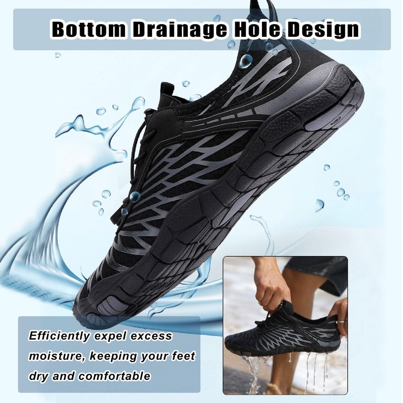 Hike Barefoot Shoes for Women Men, Pro Barefoot Shoe with Wide Toe Box for Hiking, Walking, Healthy & Non-Slip Lightweight Breathable Water Shoes Unisex Black 41