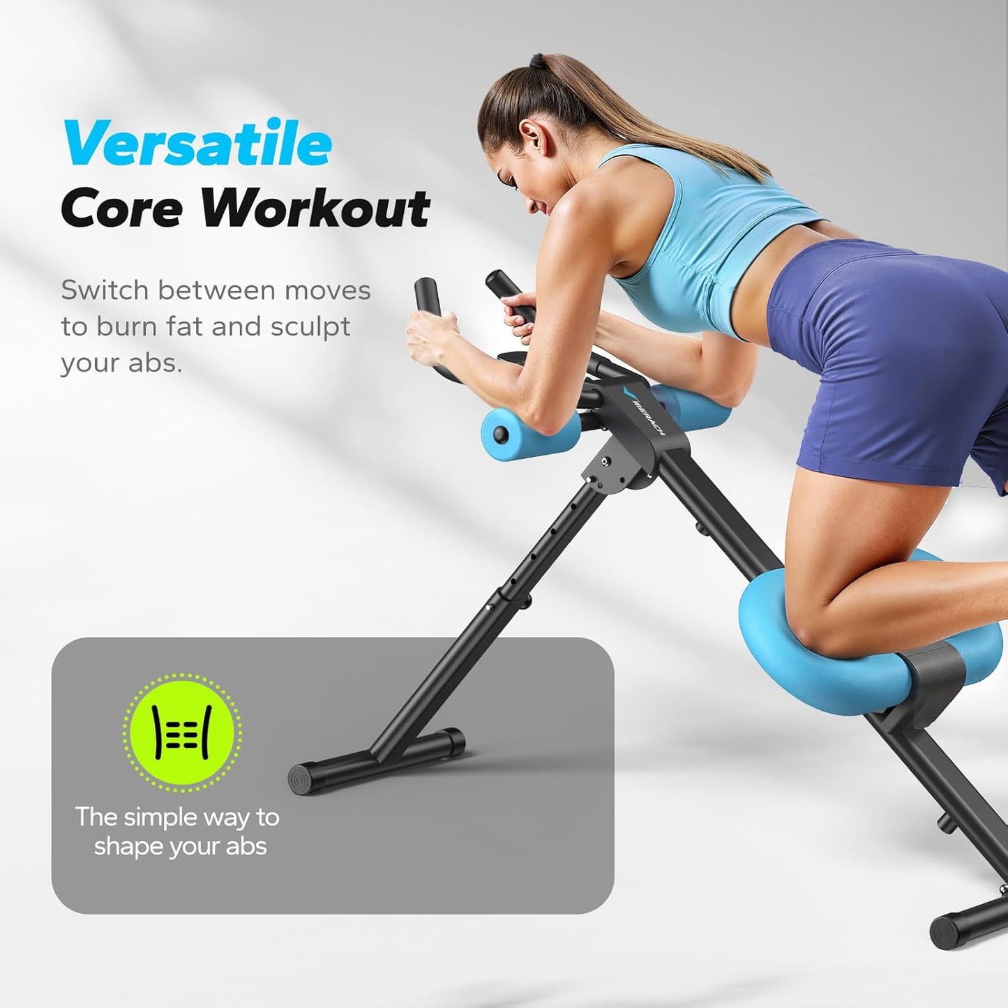 MERACH Ab Machine - Adjustable Ab Trainer for Home Workouts | Foldable Design with Knee Protection