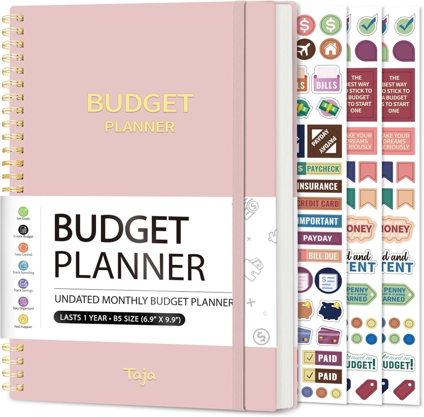 Monthly Budget Planner - Undated Expense Tracker Notebook & Bill Organizer | Finance Planner in Pink
