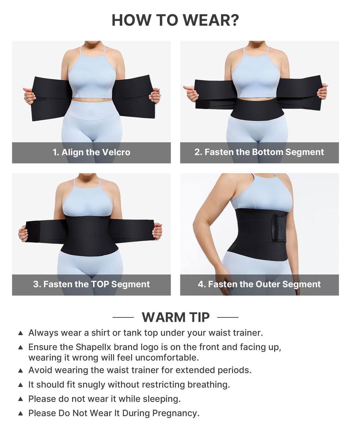 SHAPELLX Waist Trainer for Women Lower Belly Fat Tummy Control Sport Workout Body Shaper Waist Cincher Corset Shapewear Black