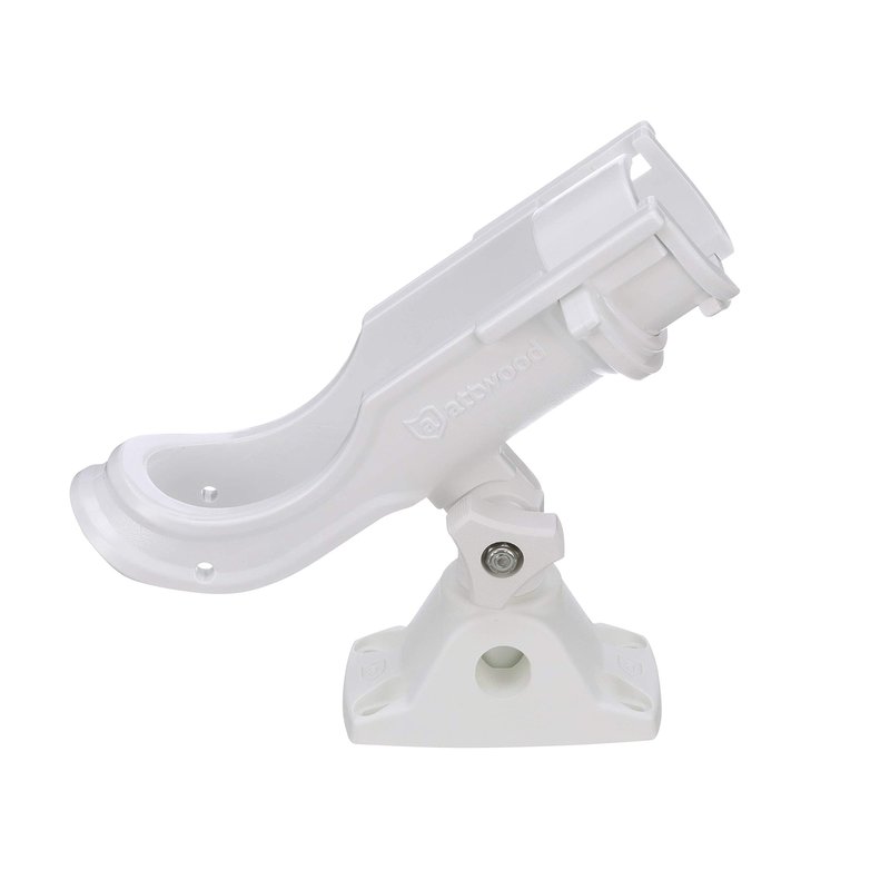 Attwood 5009W4 Heavy-Duty Adjustable Rod Holder, 180-Degree Vertical Adjust, Rapid-Release, White, Bait Casting/Spinning Reels