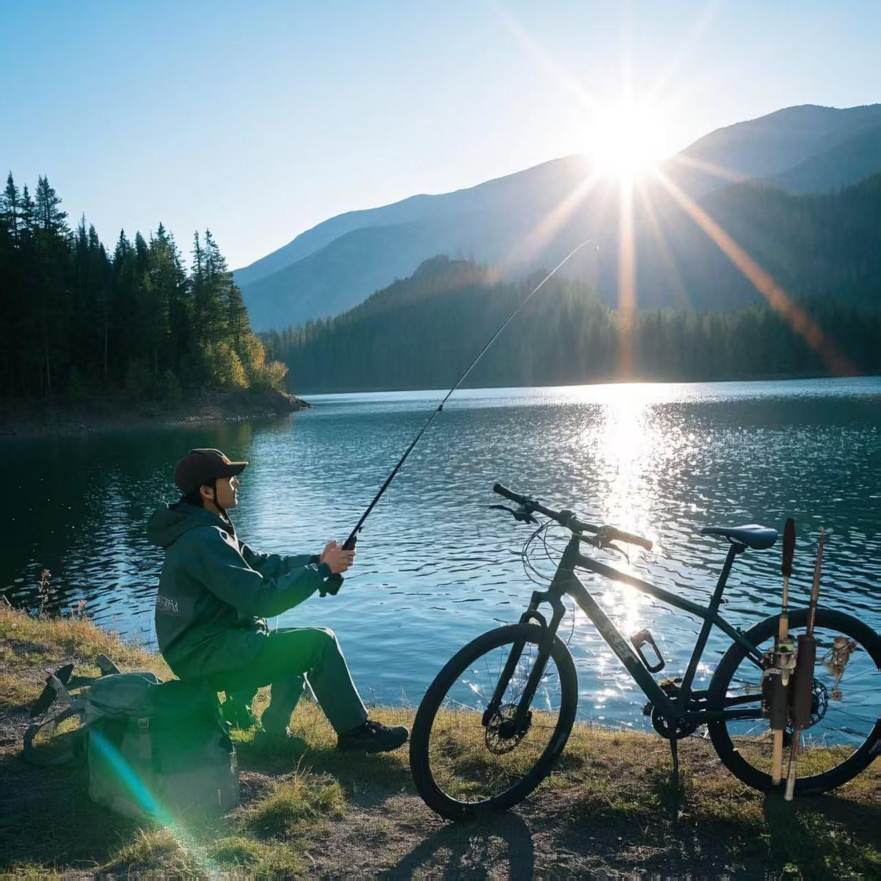 Bike Fishing Rod Holder,Bike Fishing Rod Rack and Carrier，Rod Rack for Bicycle，Easy to Install,Perfect Fishing Gift