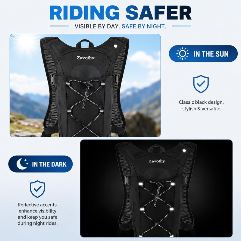 Zavothy Lightweight Hydration Backpack with 2L Water Bladder Water Backpack Hydration Pack for Cycling Running Biking Hiking Backpack Black