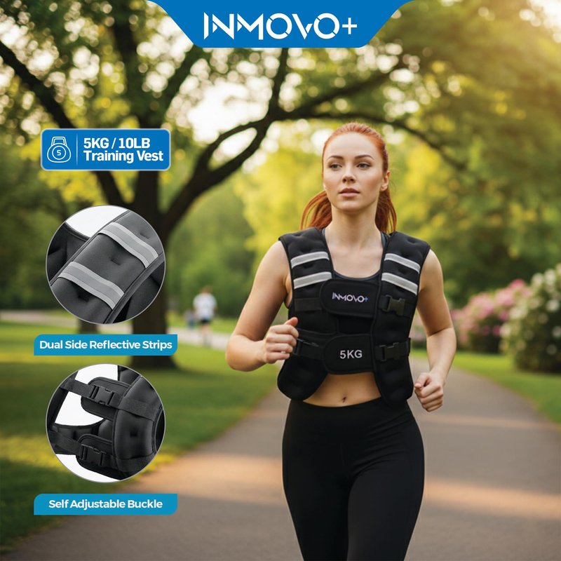 Weighted Vest for Women 10 LB (5kg) – Fixed Weight Training Vest for Women Men, Adjustable Straps, Odor-Resistant Neoprene, Large Back Pocket for Running, Strength Training & Weight Loss