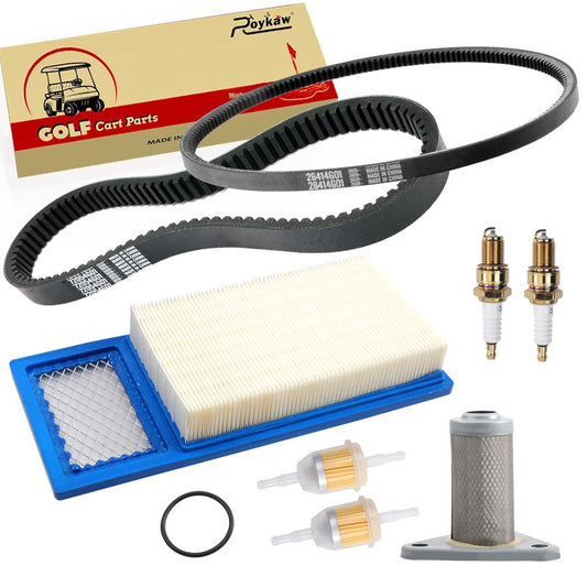 Roykaw Golf Cart Tune Up Kit w/Drive Belt & Starter Generator Belt, Includes Spark Plug Air Filter Fuel Filter for 1994-2005 TXT/Medalist/Workhorse with 295/350cc 4-Cycle Robbins Motor