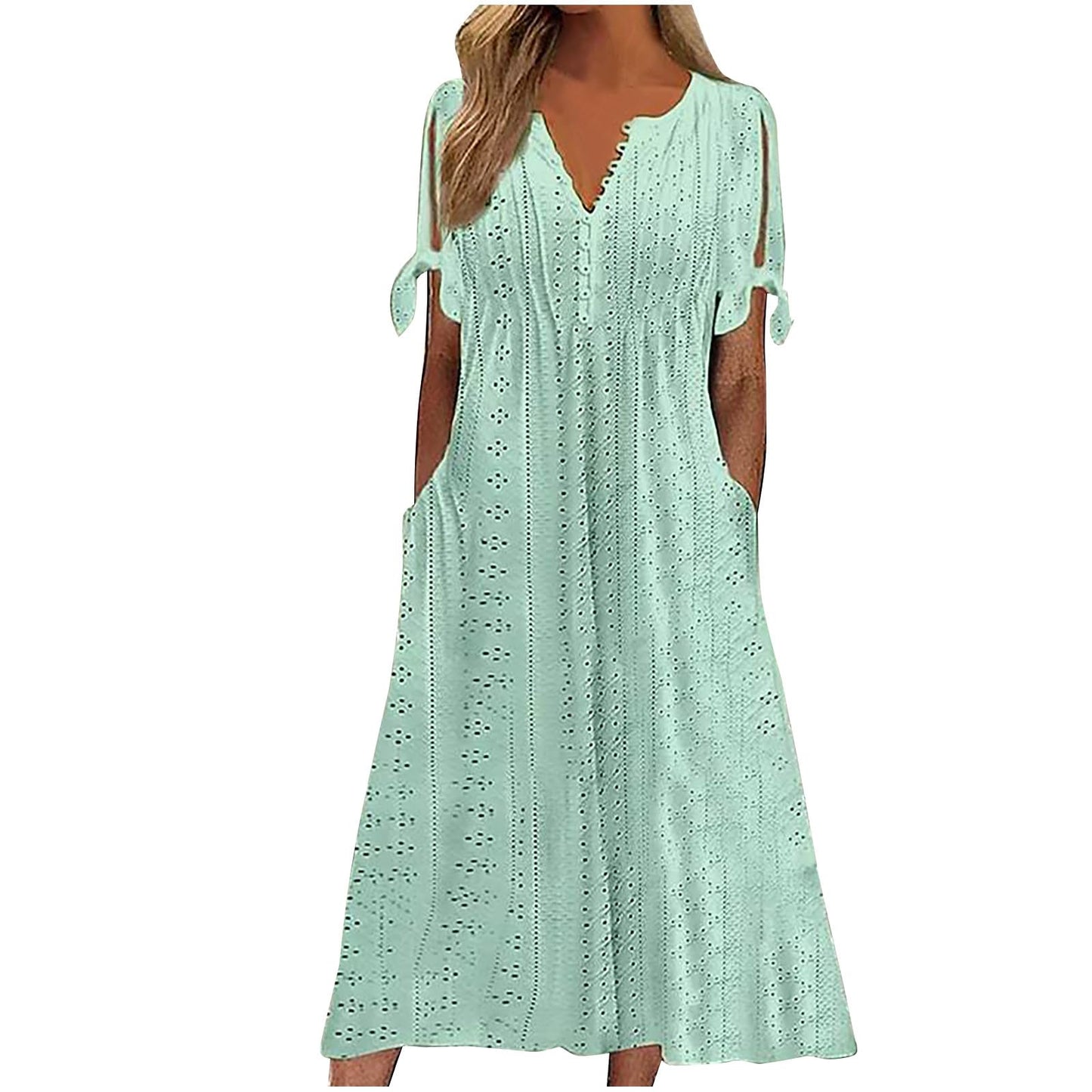 Pink Sleeveless Dress Summer Dresses for Women 2024 Casual V Neck Boho Vacation Maxi Dress Flowy Short Sleeve Beach Mid Calf Dresses with Pockets Lightening Deals