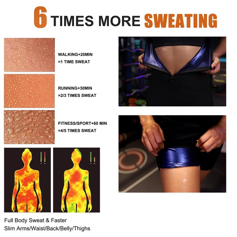 BODYSUNER Sauna Suit for Women Sweat Vest Full Body Waist Trainer 3 in 1 Slimming Shaper Workout with Sleeve Shorts XL