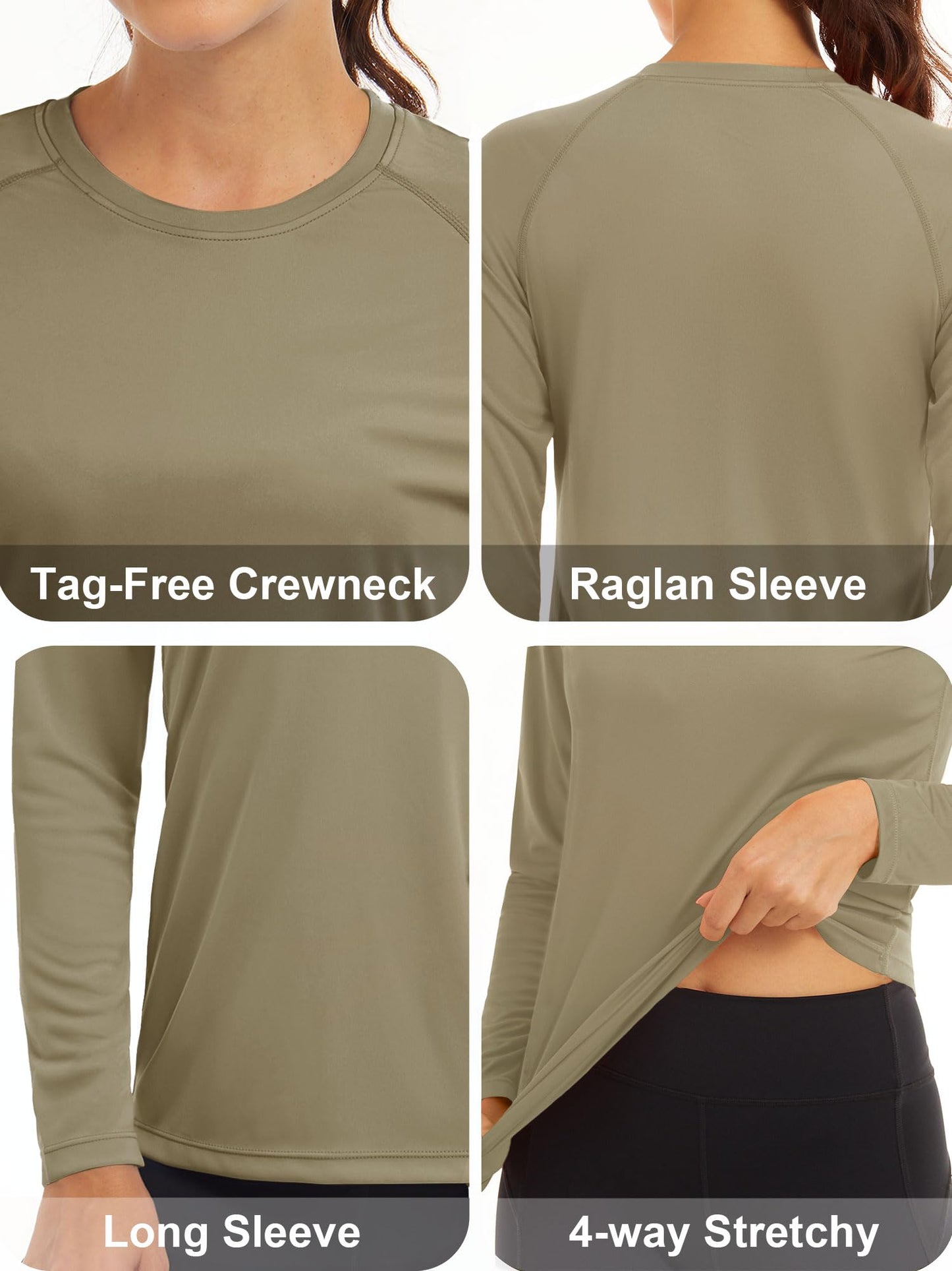 MAGCOMSEN T Shirts for Women Long Sleeve Sun Protection Shirts Fishing Shirts Workout Shirts for Women Summer Running Shirts Womens Tee Shirts