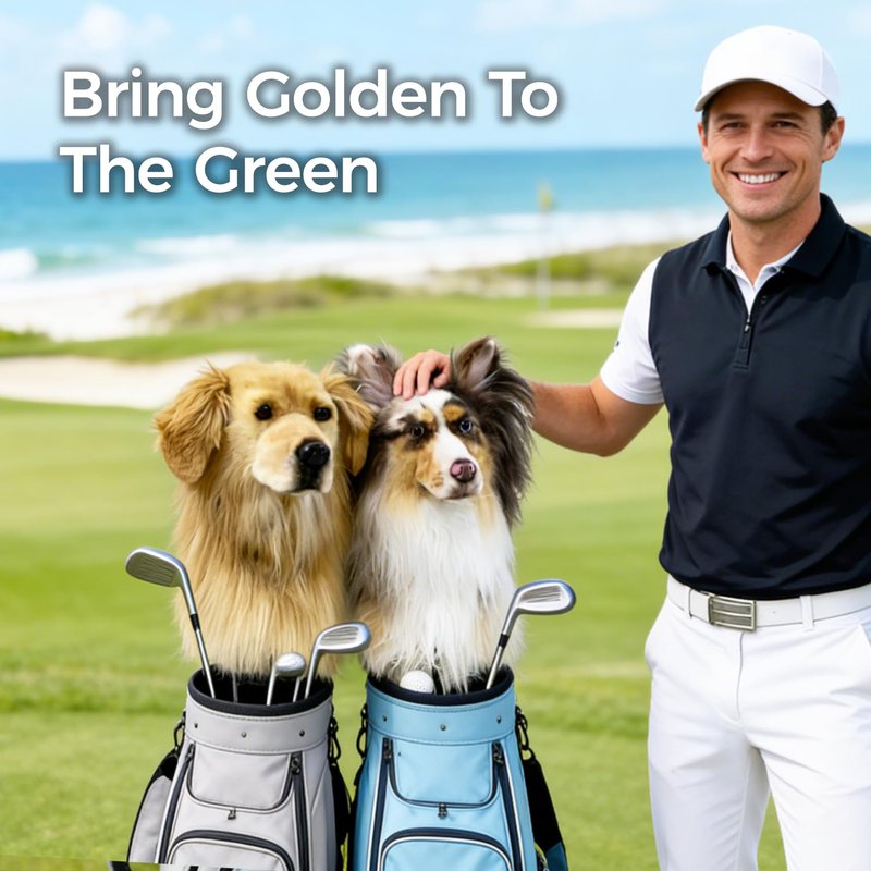 FurEverClone Golden Retriever Golf Club Head Cover for Driver 460cc, Dog-Style Golf Club Decorative Companion, (Golden