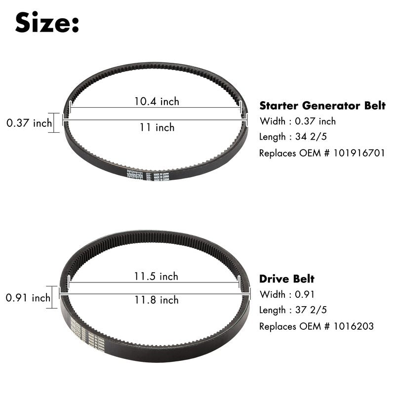 10L0L 101916701, 1016203 Golf Cart Drive Belt & Starter Generator Belt for Club Car DS 1997-UP, Precedent 2004-UP Gas Models with FE290 and FE350 Engine, Club Car Drive and Starter Belt Kit